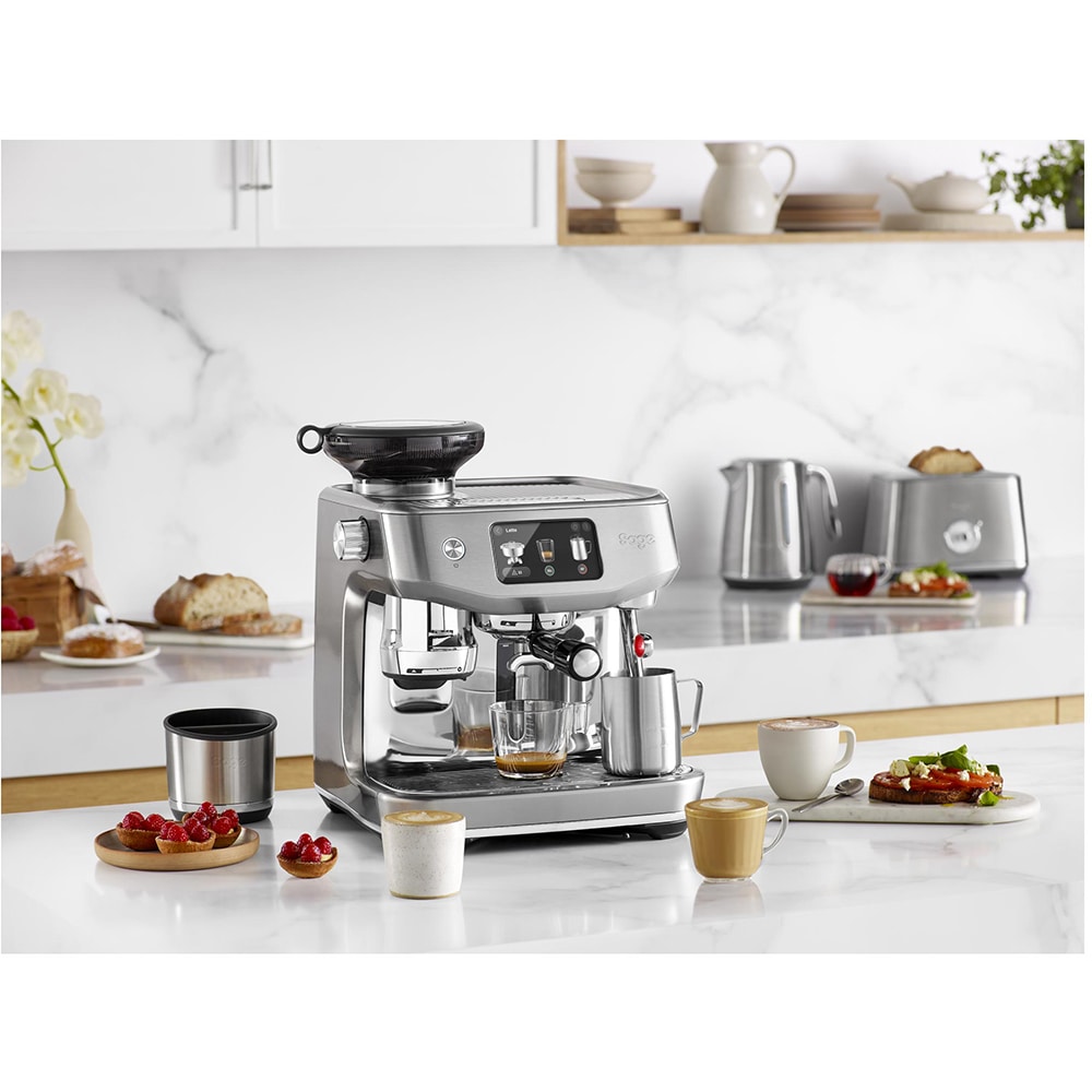 Espressor manual SAGE Oracle Jet SES985BSS, 2.3l, 1600W, 15 bar, Functia Auto Queue, argintiu