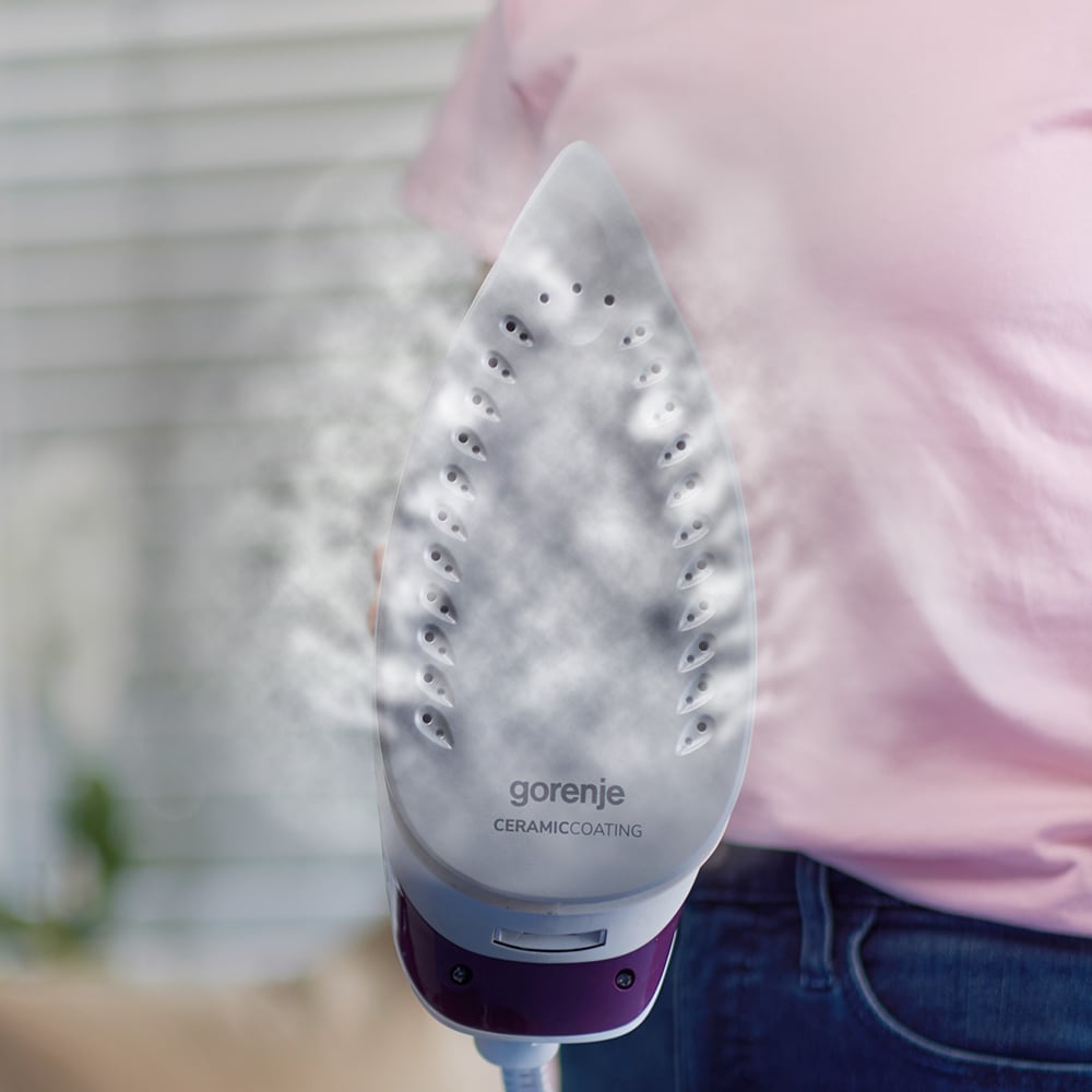 Statie de calcat GORENJE SGD2800WV, 2800W, 500g/min, 1700ml, talpa ceramica, visiniu-alb