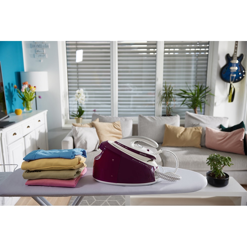 Statie de calcat GORENJE SGD2800WV, 2800W, 500g/min, 1700ml, talpa ceramica, visiniu-alb