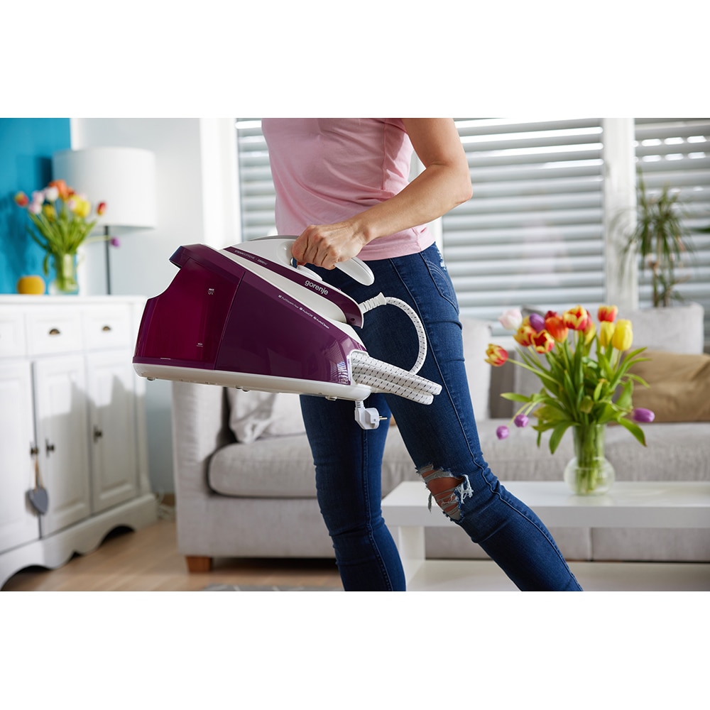 Statie de calcat GORENJE SGD2800WV, 2800W, 500g/min, 1700ml, talpa ceramica, visiniu-alb