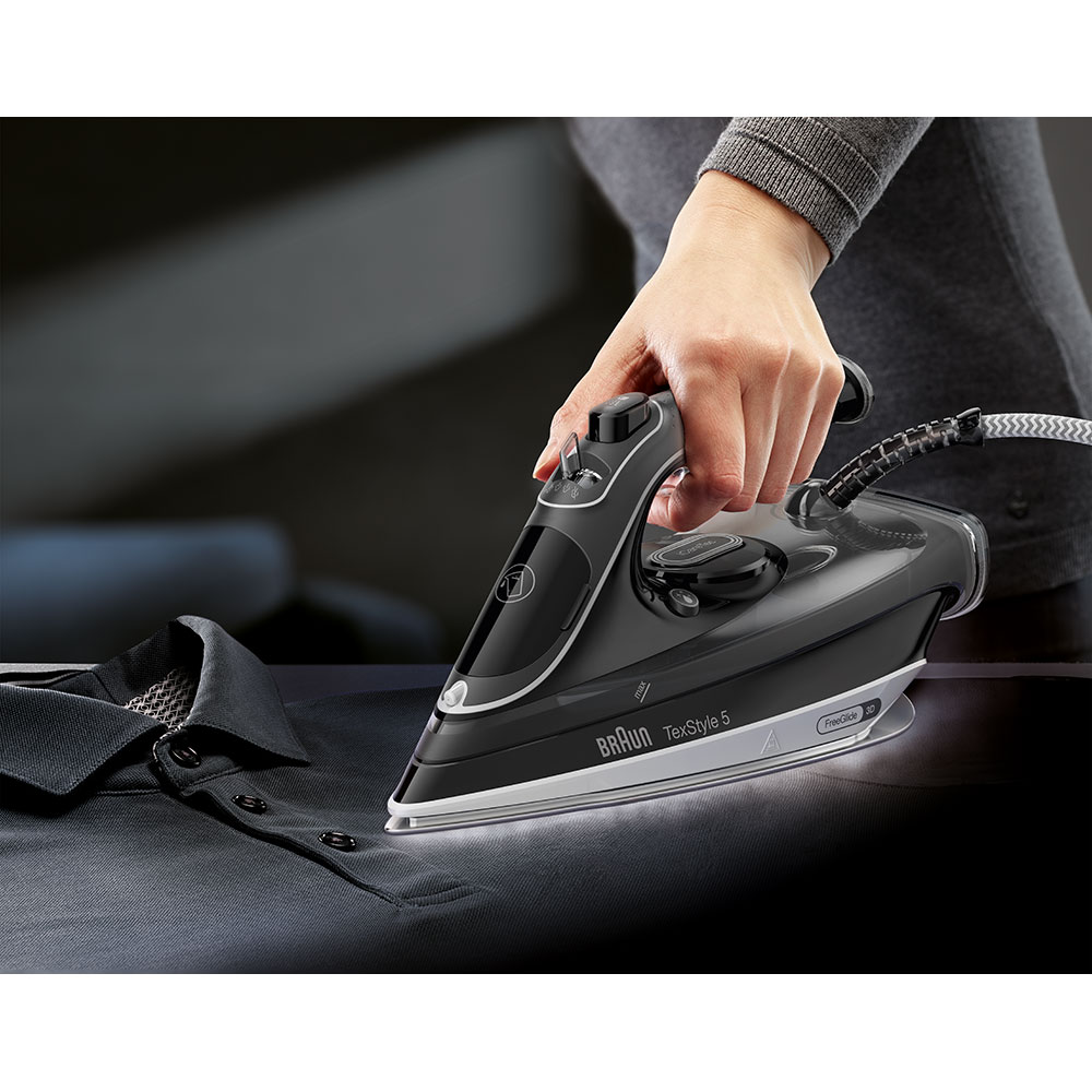 Fier de calcat BRAUN FreeStyle 5 SI5188BK, 2800W, 220g/min, 330ml, talpa Eloxal Plus, negru-argintiu