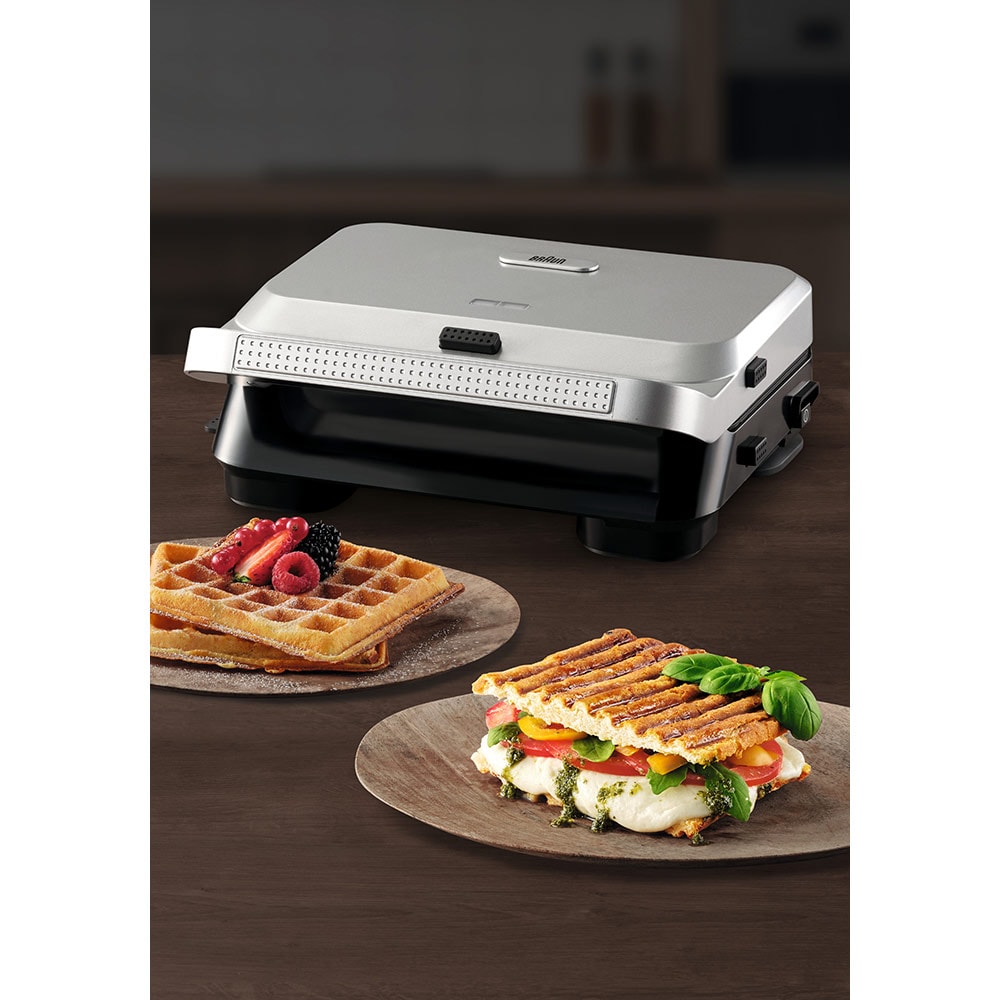 Sandwich maker BRAUN SM5006, 800W, 2 placi detasabile, negru-argintiu