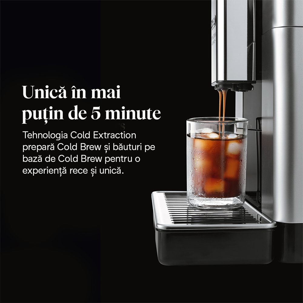 Espressor automat DELONGHI PrimaDonna Aromatic ECAM630.75.TSM, 2.2l, 1450W, 19 bar, 35 de bauturi calde si reci, argintiu