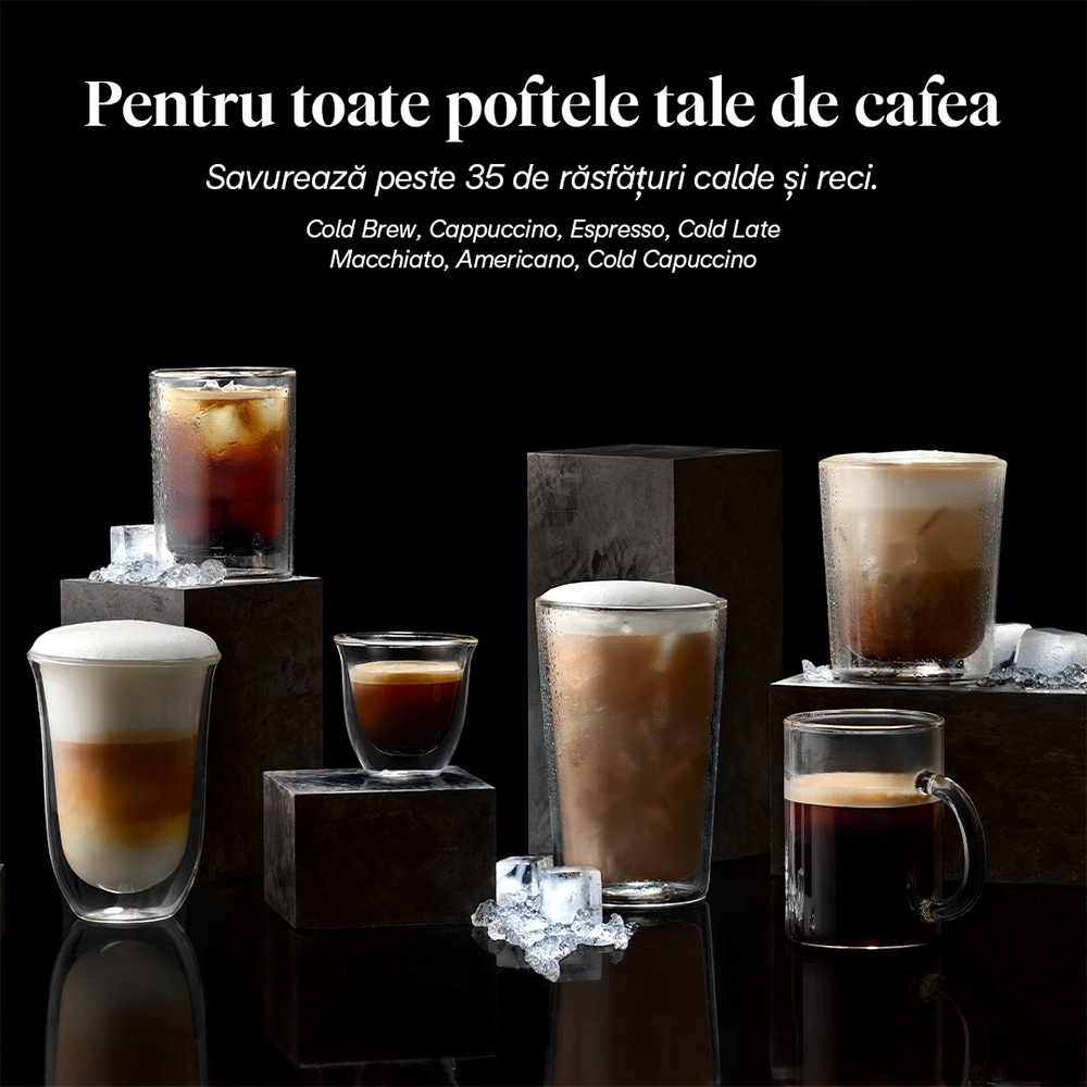 Espressor automat DELONGHI PrimaDonna Aromatic ECAM630.75.TSM, 2.2l, 1450W, 19 bar, 35 de bauturi calde si reci, argintiu