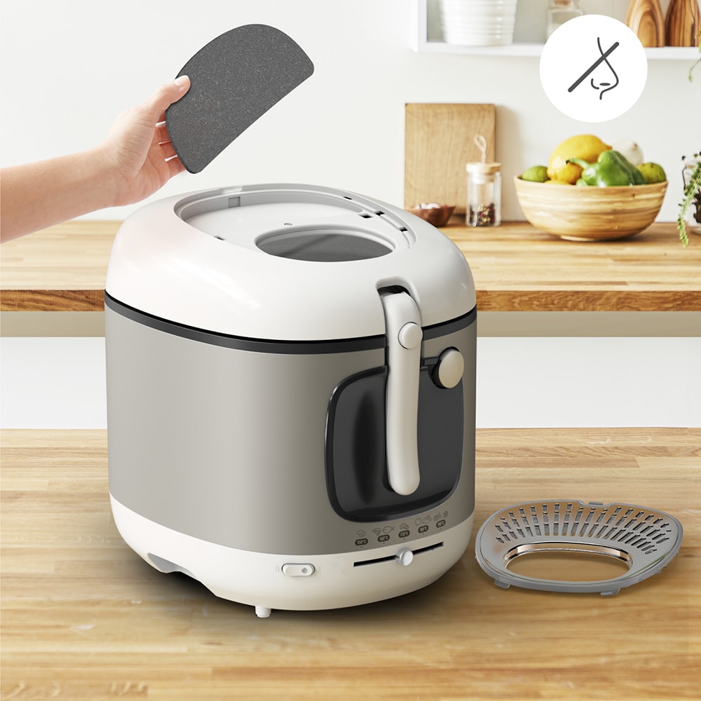 Friteuza TEFAL Mega FR480015, 2kg, 3.3l, 2100W, alb-argintiu