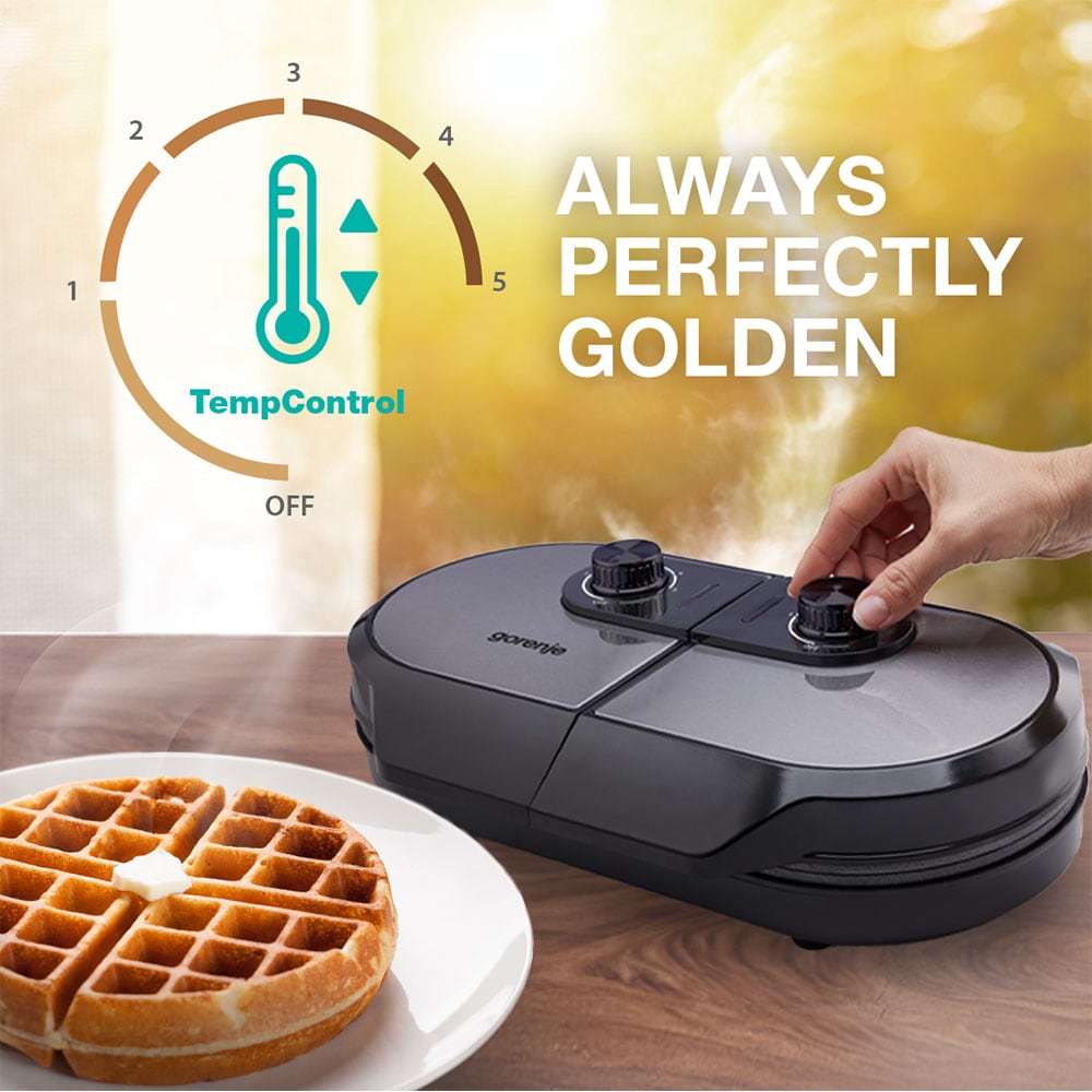 Aparat de facut waffe GORENJE WM1400SB, 1400W, argintiu-negru