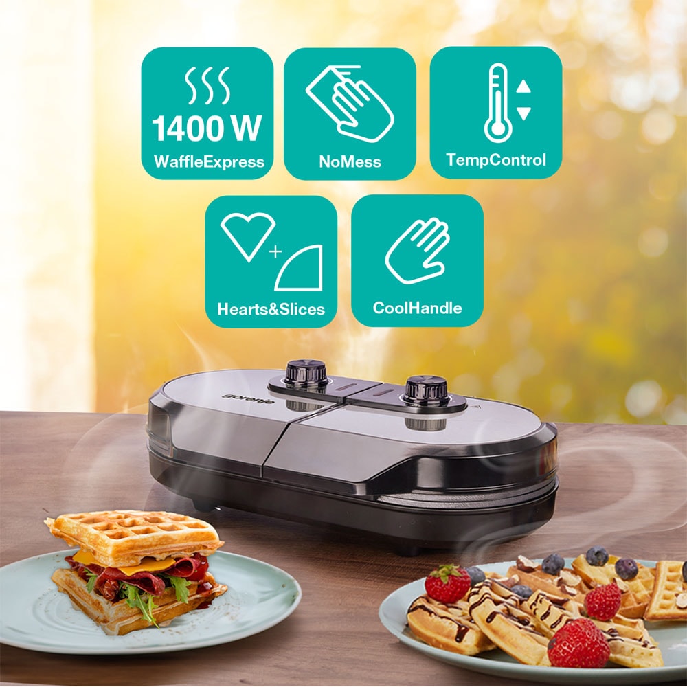 Aparat de facut waffe GORENJE WM1400SB, 1400W, argintiu-negru