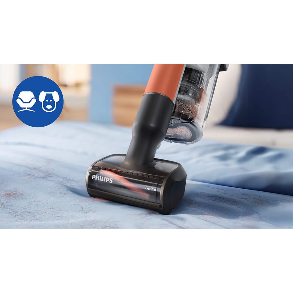 Aspirator vertical PHILIPS PowerUp 3 XC3243/10, 0.61l, autonomie max 50 min, Tehnologie PowerUp, portocaliu-gri