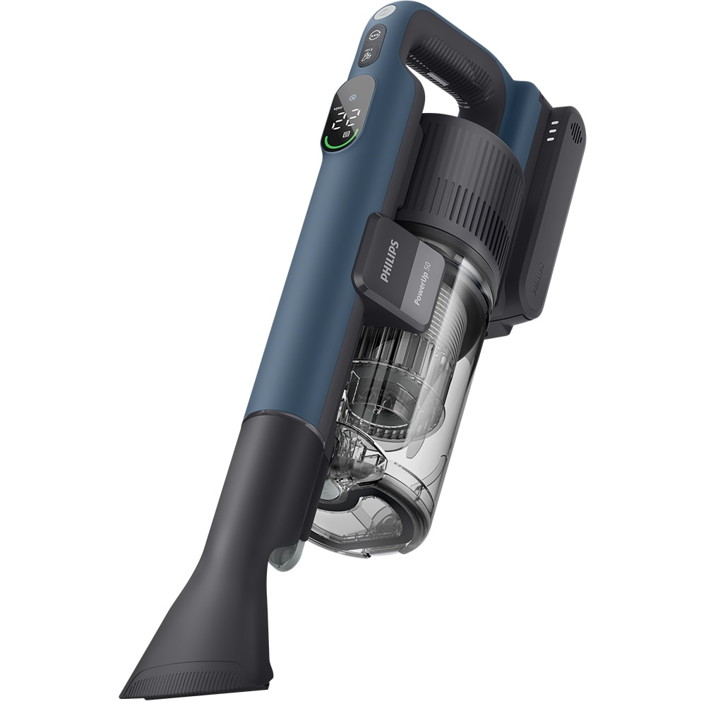 Aspirator vertical PHILIPS PowerUp 5 Aqua XC5373/10, 0.61l, autonomie max 65 min, mod Aqua, albastru inchis