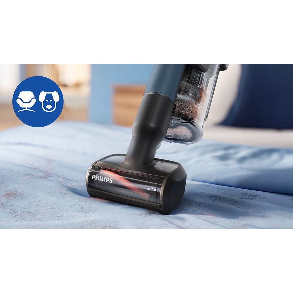 Aspirator vertical PHILIPS PowerUp 5 Aqua XC5373/10, 0.61l, autonomie max 65 min, mod Aqua, albastru inchis