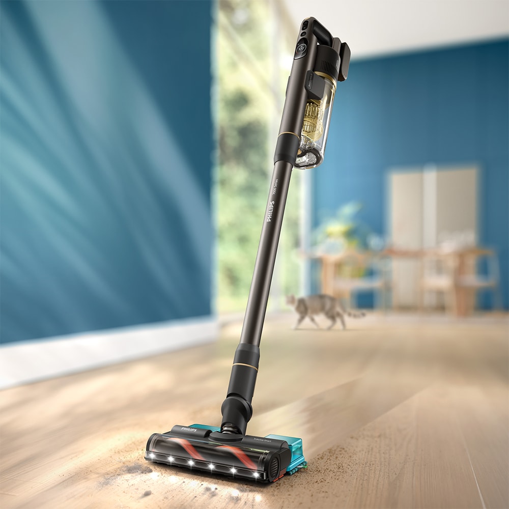 Aspirator vertical PHILIPS Seria 7000 Complete XC7167/01, 0.6l, 25.2 V, autonomie max 80 min, PowerCyclone 12, negru-galben