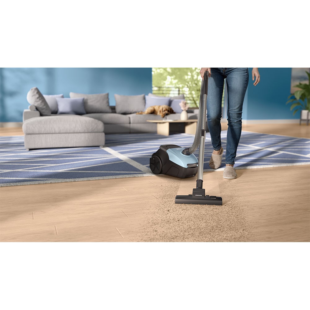 Aspirator cu sac PHILIPS Seria 2000 XD1142/10, 3l, 750W, 77dB, bleu-negru
