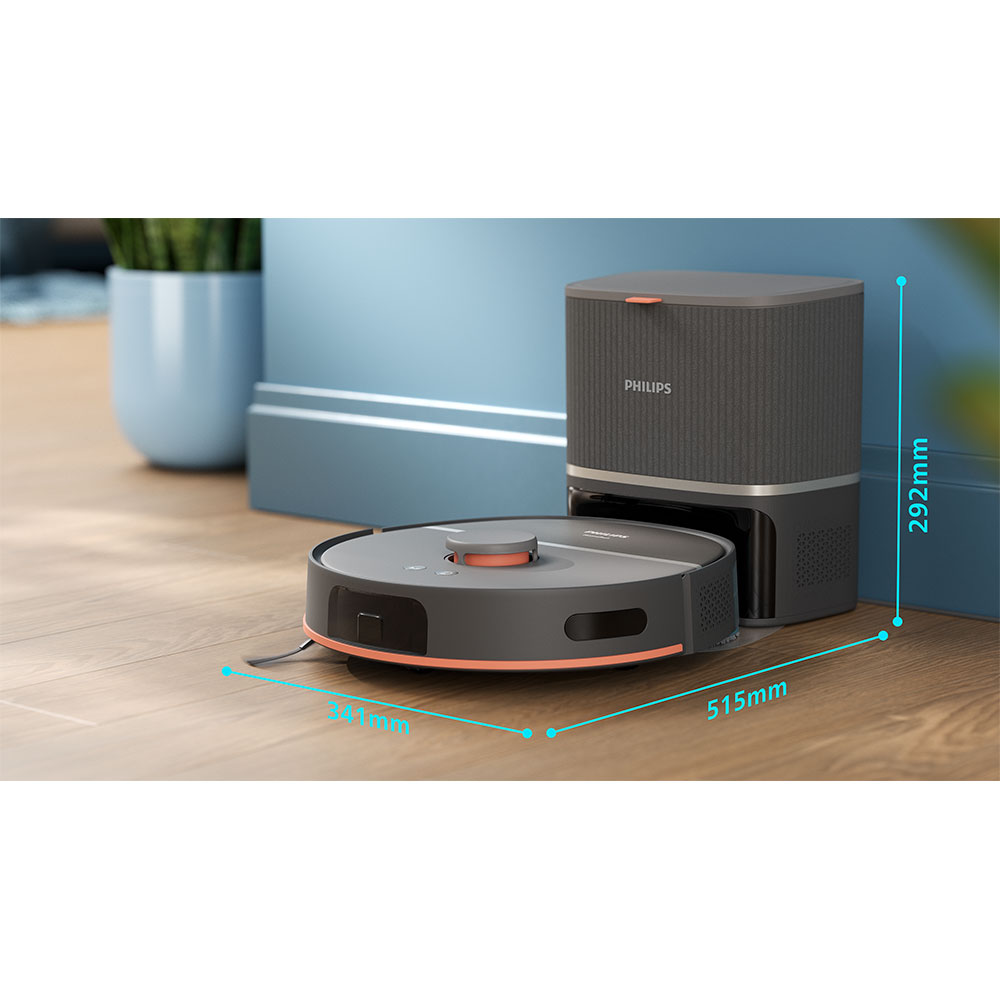 Aspirator robot PHILIPS HomeRun 5000 XU5100/10, 0.27l, 14.7V, autonomie max 200 min, Wi-Fi, functie mop, gri inchis