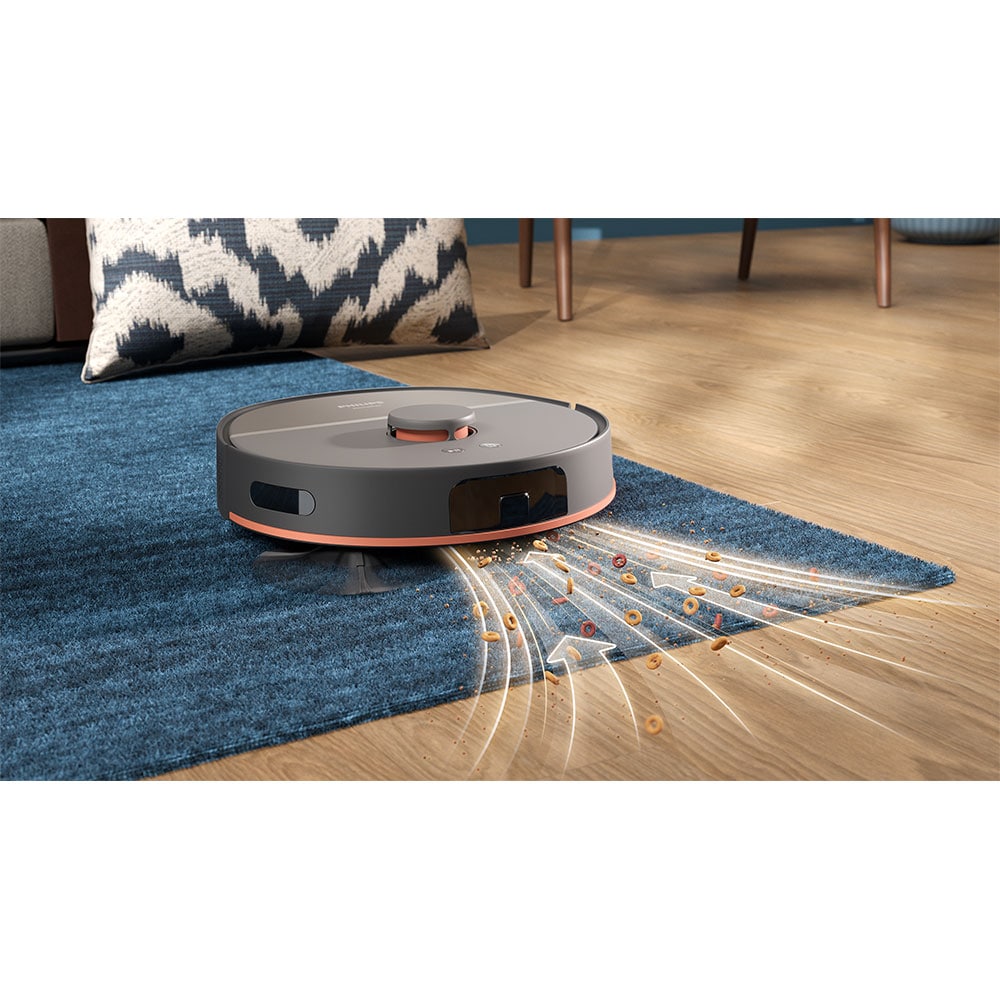 Aspirator robot PHILIPS HomeRun 5000 XU5100/10, 0.27l, 14.7V, autonomie max 200 min, Wi-Fi, functie mop, gri inchis