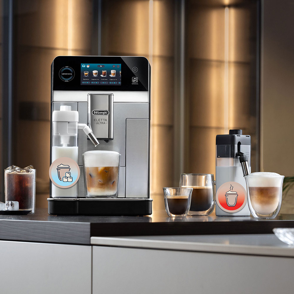 Espressor automat DELONGHI Eletta Ultra ECAM470.85.MB, 1.8l, 1450W, 19 bar, 50+ bauturi calde si reci, argintiu-negru