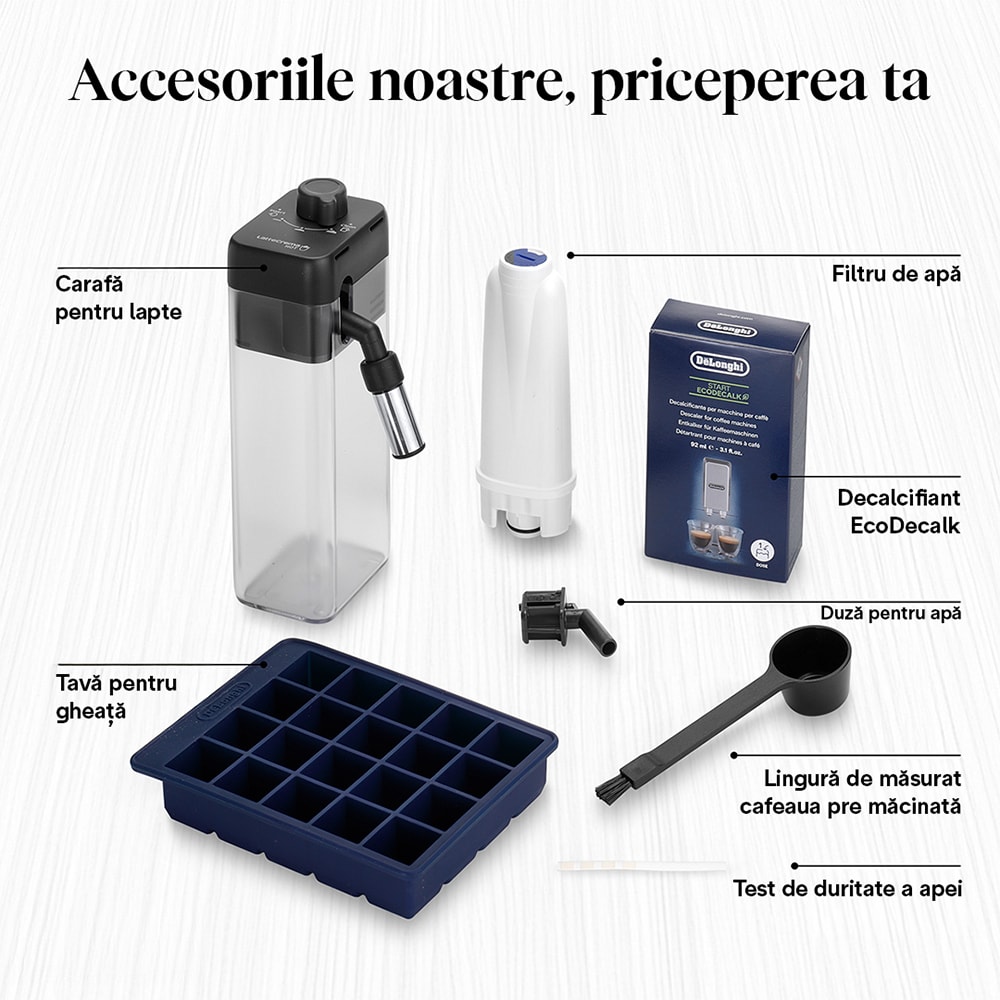 Espressor automat DELONGHI PrimaDonna Aromatic ECAM630.75.TSM, 2.2l, 1450W, 19 bar, 35 de bauturi calde si reci, argintiu