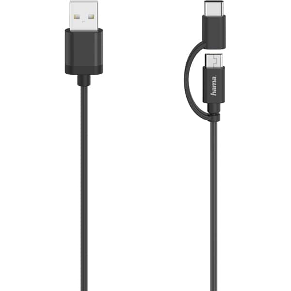 Cablu USB A - micro USB B HAMA 200616, 0.75m, negru