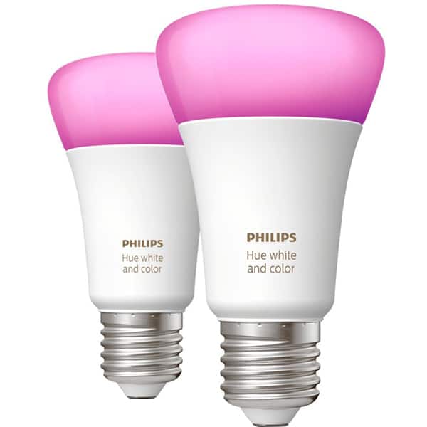 Pachet becuri LED PHILIPS Hue A60 9W (60W), E27, Lumina RGB, 2 buc