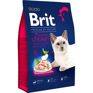 Hrana uscata pentru pisici BRIT Premium by Nature Sterilized, Adult, Pui, 8 kg