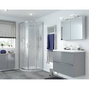 Cabina de dus GOODHOME Beloya, 80 x 80 x 195 cm, sticla securizata 8mm, profil argintiu