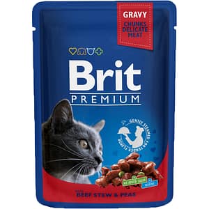 Hrana umeda pentru pisici BRIT Premium, Adult, Vita, 24 x 100 g