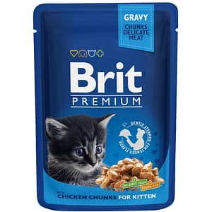 Hrana umeda pentru pisici BRIT Premium, Junior, Pui in sos, 24 x 100 g