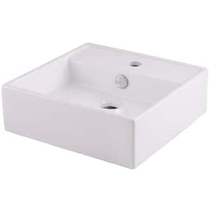 Lavoar pe blat GOODHOME Hendra, ceramica, 38 x 38 cm, alb lucios