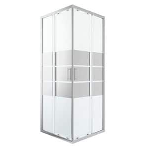 Cabina dus standard GoodHome Beloya, patrata, 80 x 80 x 195 cm, sticla oglinda, profil crom