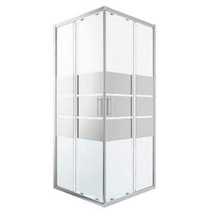 Cabina dus standard GoodHome Beloya, patrata, 90 x 90 x 195 cm, sticla oglinda, profil crom