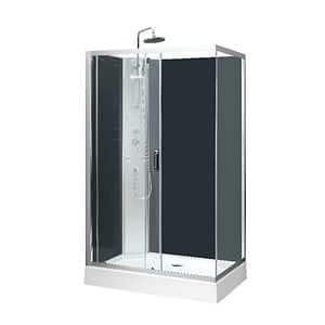 Cabina dus cu hidromasaj GoodHome Onega, dreptunghiulara, 80 x 120 x 225 cm, sticla securizata, profll argintiu