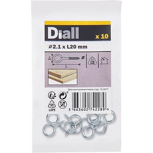 Carlig filetat tip O Diall, otel placat cu zinc, 20 x 11 mm, 10 bucati