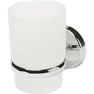 Suport pentru periute de dinti Ormara GOODHOME, 9.5 x 6.8 x 9.5 cm, sticla si otel, argintiu