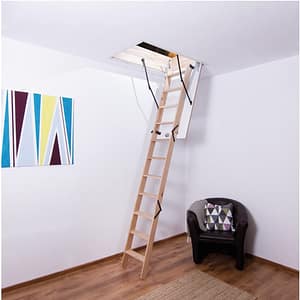 Scara mansarda, 110 x 60 x 280 cm, fag, maro