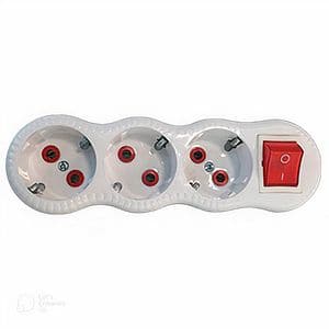 Triplu stecher cu intrerupator 16A