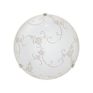 Plafoniera, 1 x 75 W, alb, metal si sticla, 25 cm    Klausen Floro