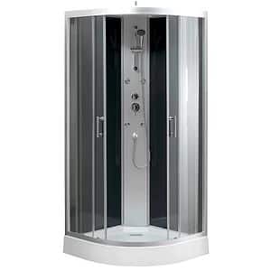 Cabina dus cu hidromasaj GoodHome Onega, semirotunda, 90 x 90 x 215 cm, sticla securizata 5mm, profil argintiu