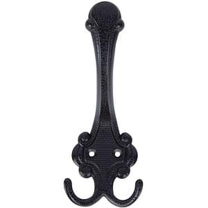 Cuier perete, 3 agatatori, metal, negru