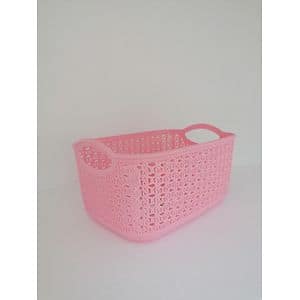 Cos depozitare, tip dantela, cu manere, polipropilena, 12 l, roz