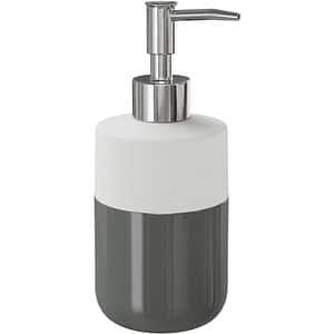 Dozator sapun Koros GoodHome, 7.5x7.5x18.2 cm, 370 ml, ceramica, alb-gri antracit