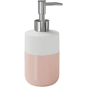 Dozator sapun Koros GoodHome, 7.5x7.5x18.2 cm, 370 ml, ceramica, alb-roz
