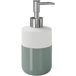 Dozator sapun Koros GoodHome, 7.5x7.5x18.2 cm, 370 ml, ceramica, alb-gri