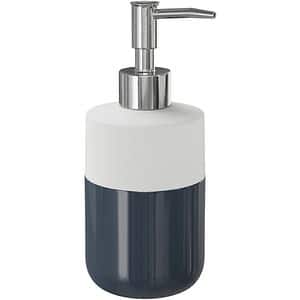 Dozator sapun Koros GoodHome, 7.5x7.5x18.2 cm, 370 ml, ceramica, alb-bleumarin