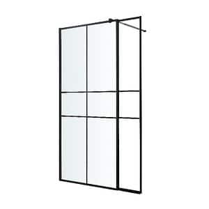 Perete de dus walk-in GOODHOME Ahti, 195 x 119 cm, sticla, transparent si negru