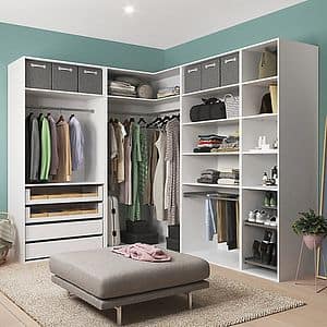 Dulap modular de colt GOODHOME Atomia, 225x58x31cm, alb