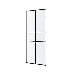 Paravan dus GOODHOME Ahti Black Stripes, sticla, 80 x 195 cm, profil negru