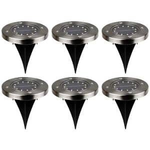 Set 6 lampi solare LED, 0.04 W, IP65, metal, argintiu