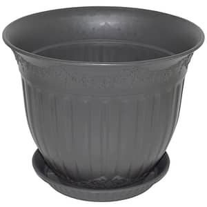 Set ghiveci cu farfurie rotund NAPOCHIM, polipropilena, 35 cm, negru 