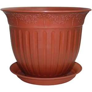 Set ghiveci cu farfurie rotund NAPOCHIM, polipropilena, 45 cm, maro 