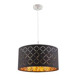 Lustra tip pendul, Negru/Auriu, 60 W, 1 x E27 Globo Clarke