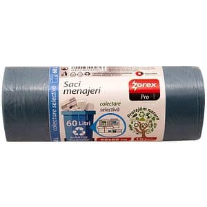 Saci menajeri pentru colectarea deseurilor din hartie si carton ZOREX Pro, 10 buc, 60 l, albastru
